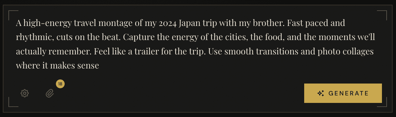 Describing the mood of a travel video in VideoVenture