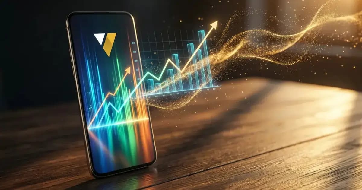 A smartphone displaying a viral YouTube Short surrounded by glowing analytics graphs and the VideoVenture AI logo